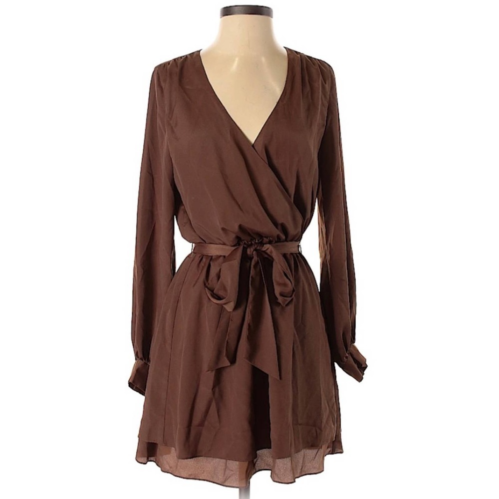 JAYGODFREY Chocolate Wrap Mini Dress